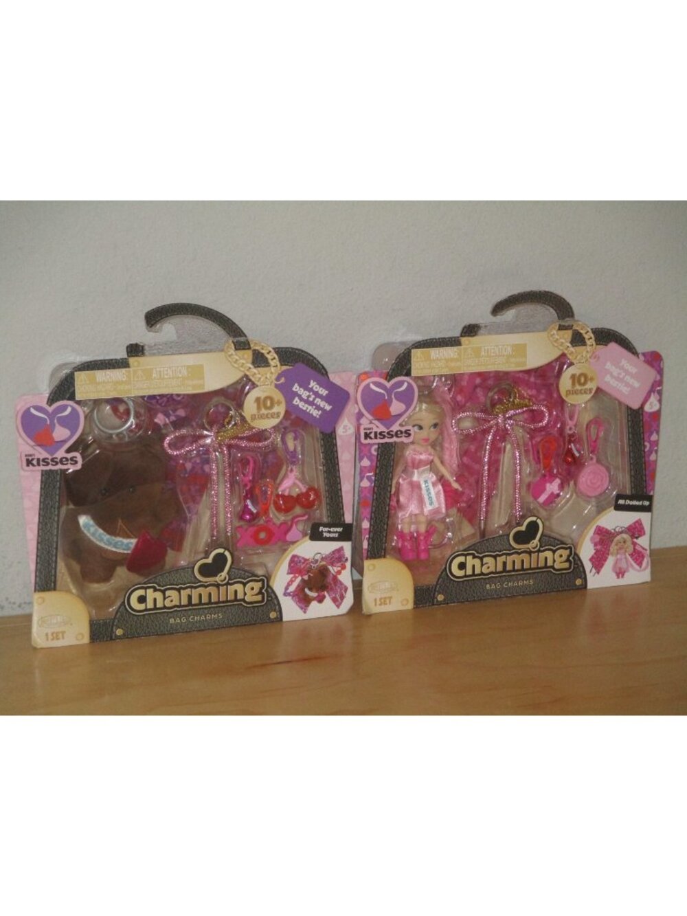 Charming Bag Charms Kisses Fu-Ever Yours All Dolled Up Lot o f 2 Brand New Boxes